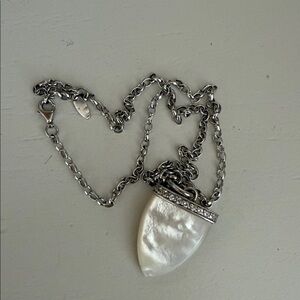 Sterling Silver Mother of Pearl Drop Necklace - White